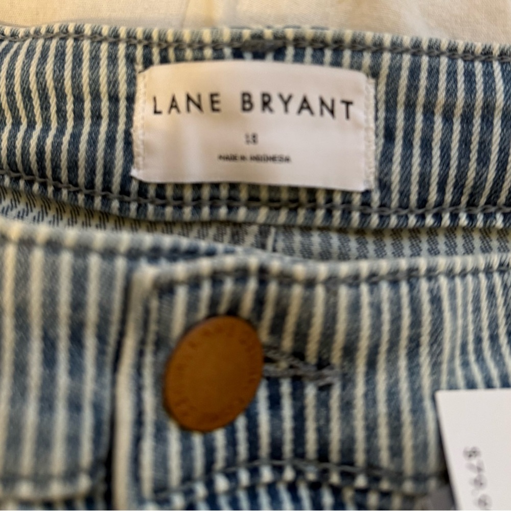 Lane Bryant Railroad Strip Boyfriend Capri Jeans - Picture 11 of 13